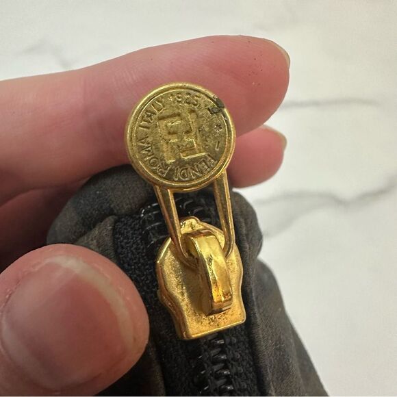 Fendi Dark Green & Brown Cloth Clutch Purse Bag One Size - Picture 6 of 16